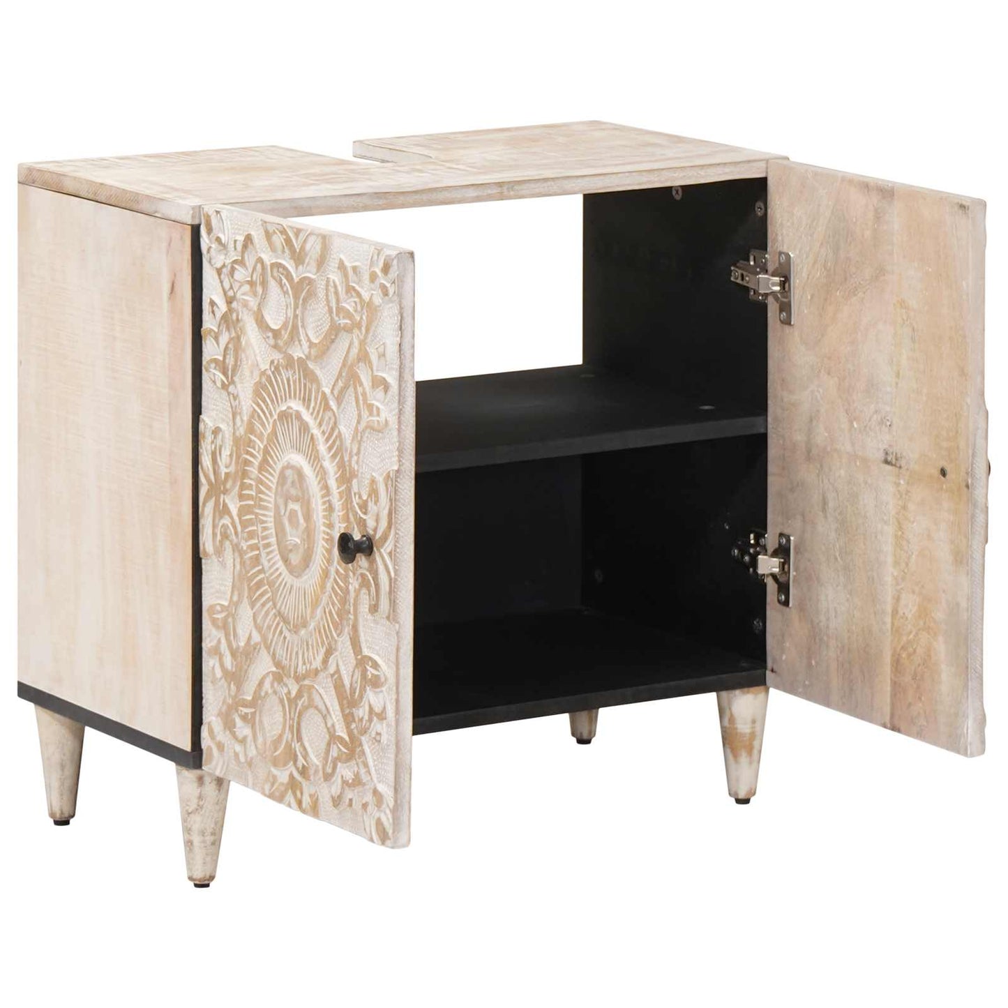 Waschbeckenschrank Weiß 62 x 33 x 58 cm Massivholz Mango