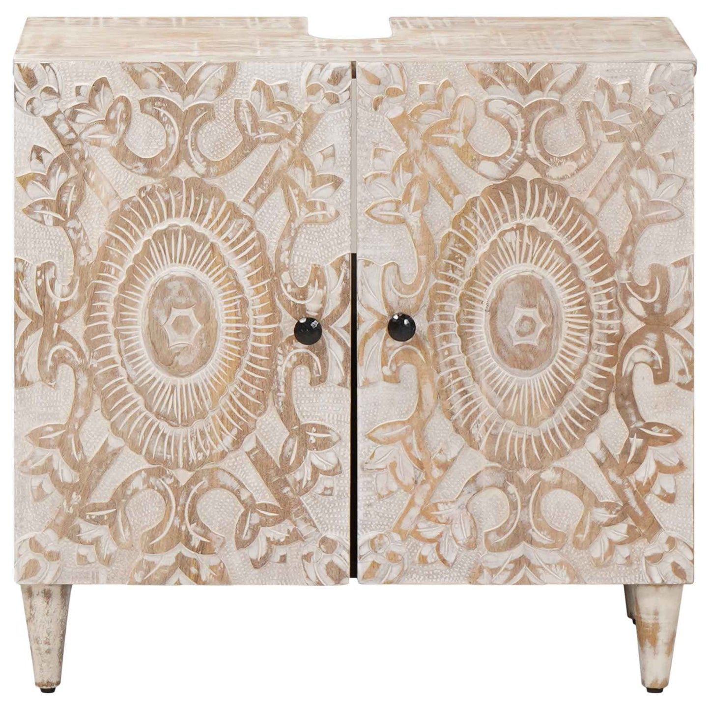 Waschbeckenschrank Weiß 62 x 33 x 58 cm Massivholz Mango
