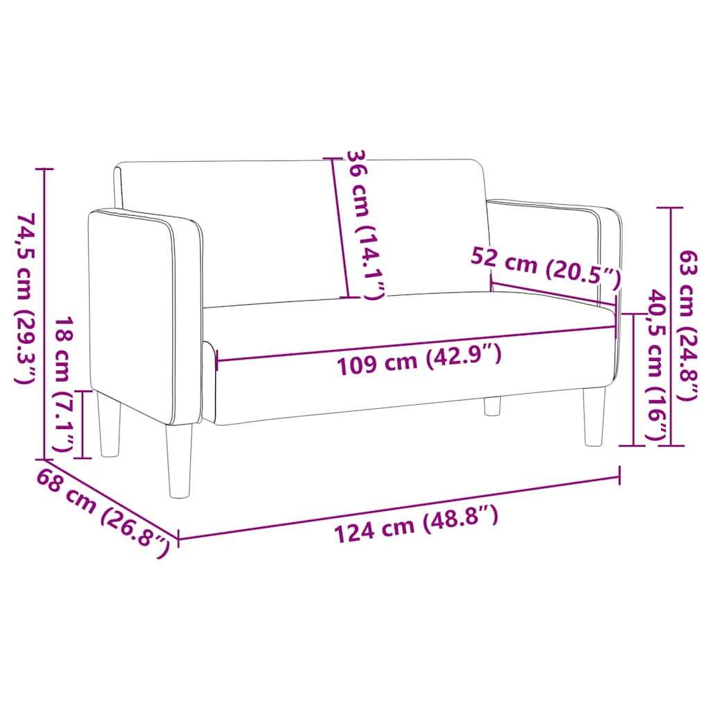 Zweisitzer-Sofa Hellgelb 109 cm Cordstoff