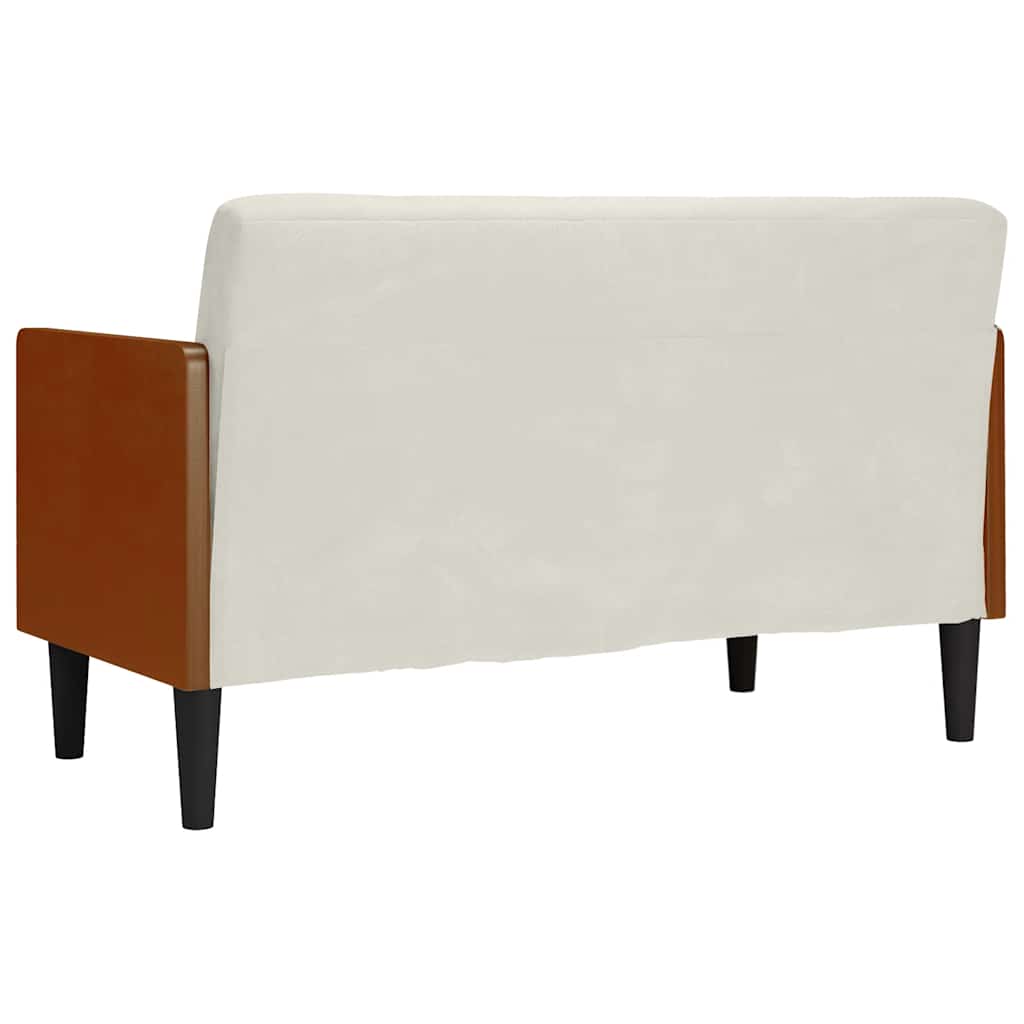Zweisitzer-Sofa mit Nackenrollen Creme 110 cm Samt