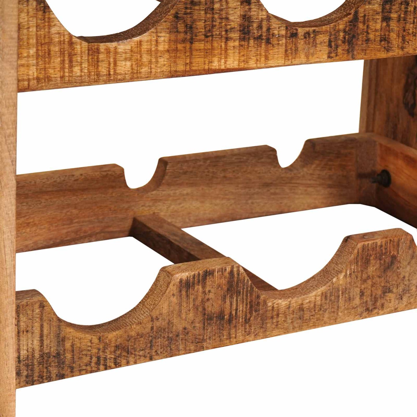 Weinregal Braun 60 x 45 x 33 cm Massives grobes Mangoholz