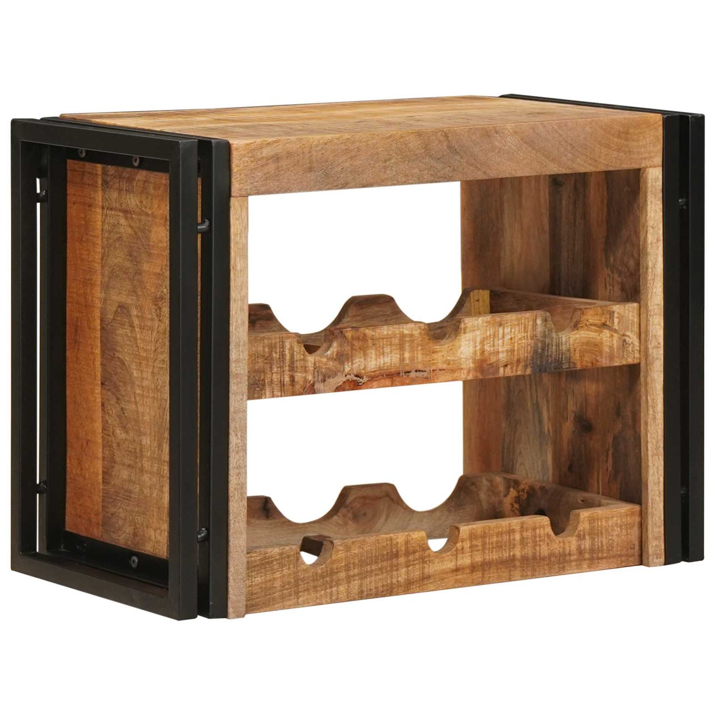 Weinregal Braun 60 x 45 x 33 cm Massives grobes Mangoholz