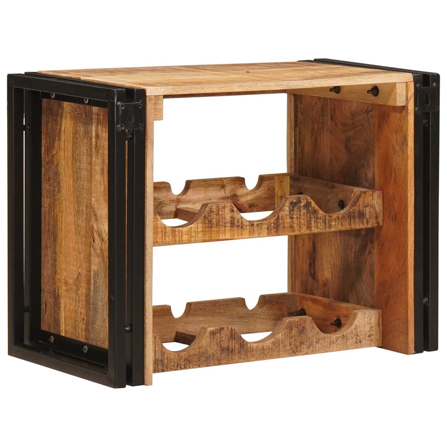 Weinregal Braun 60 x 45 x 33 cm Massives grobes Mangoholz