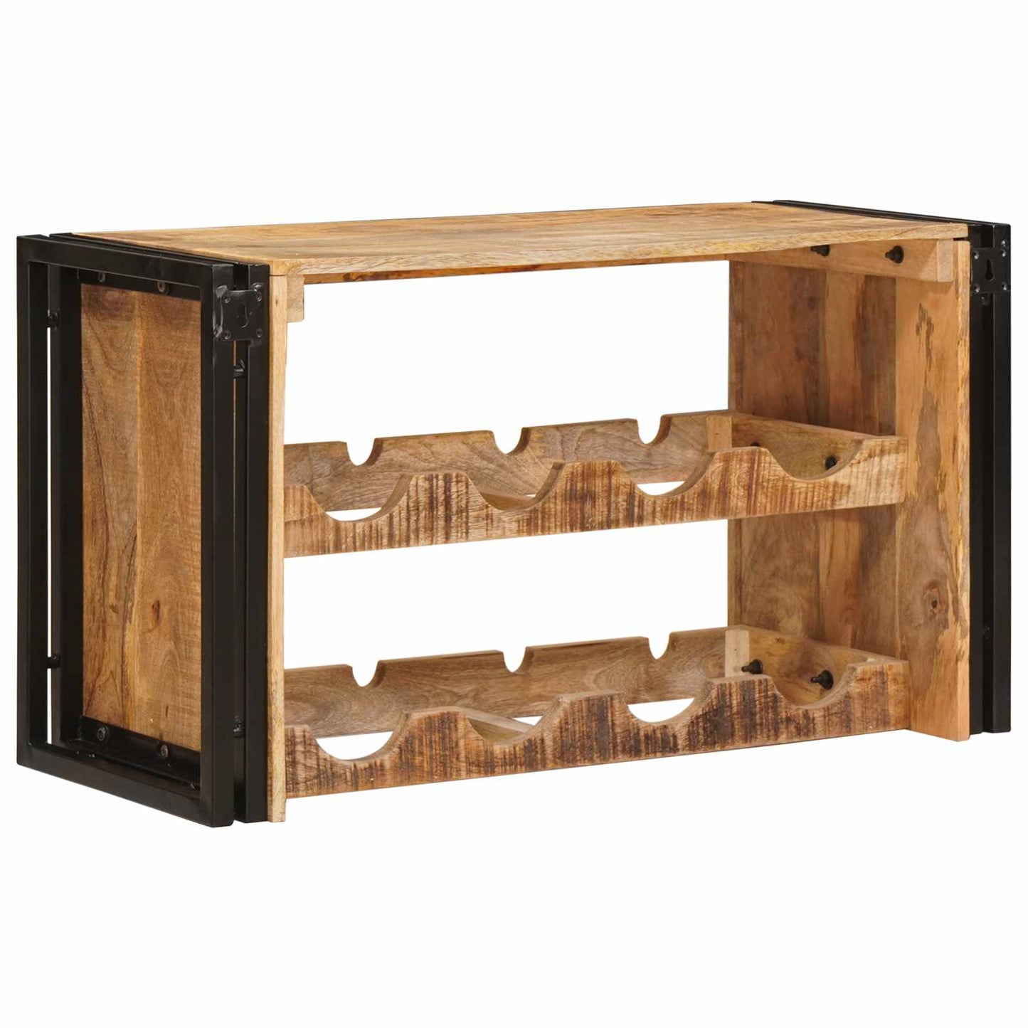 Weinregal Braun 80 x 45 x 33 cm Massives grobes Mangoholz