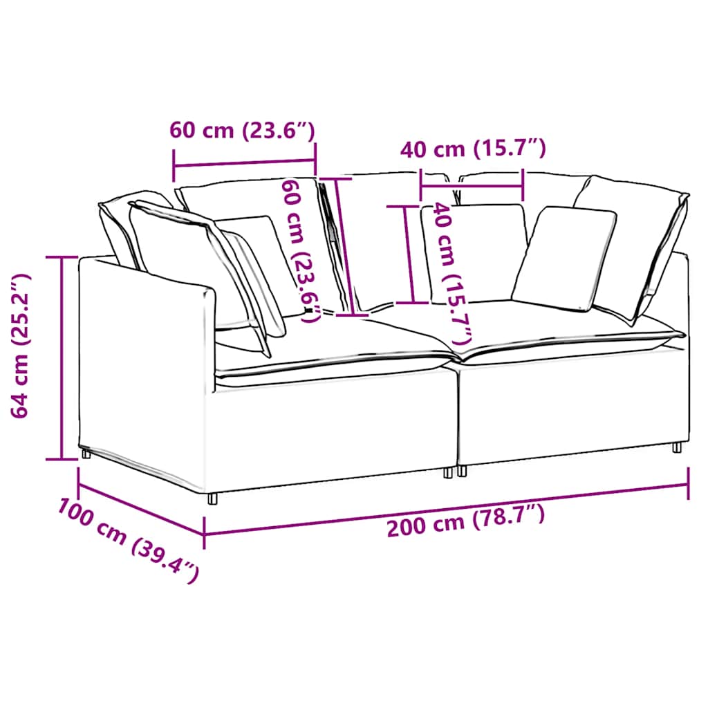 Modulares Sofa mit Kissen Stoff Jeansblau