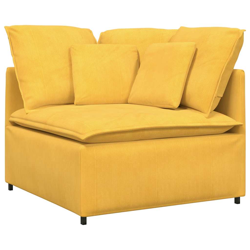 Modulares Sofa mit Kissen Cordstoff Hellgelb