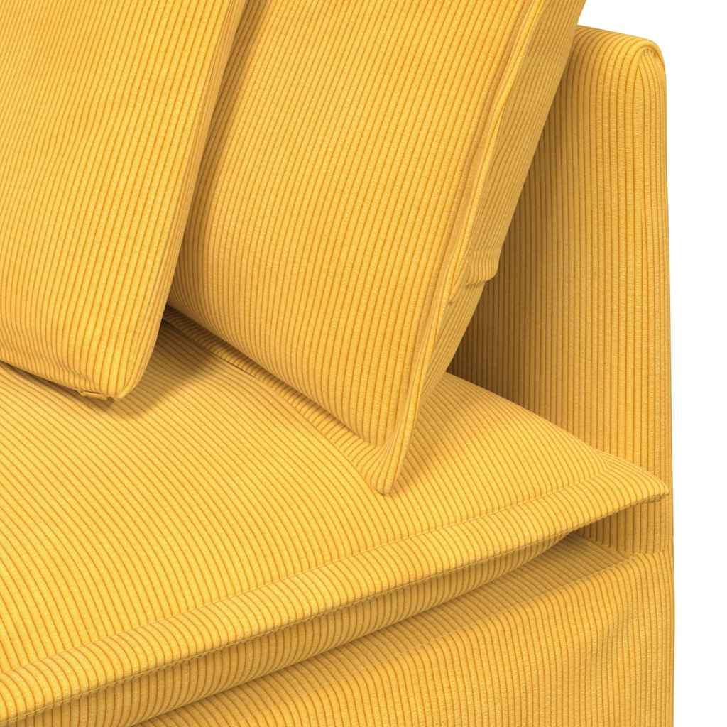 Modulares Sofa mit Kissen Cordstoff Hellgelb