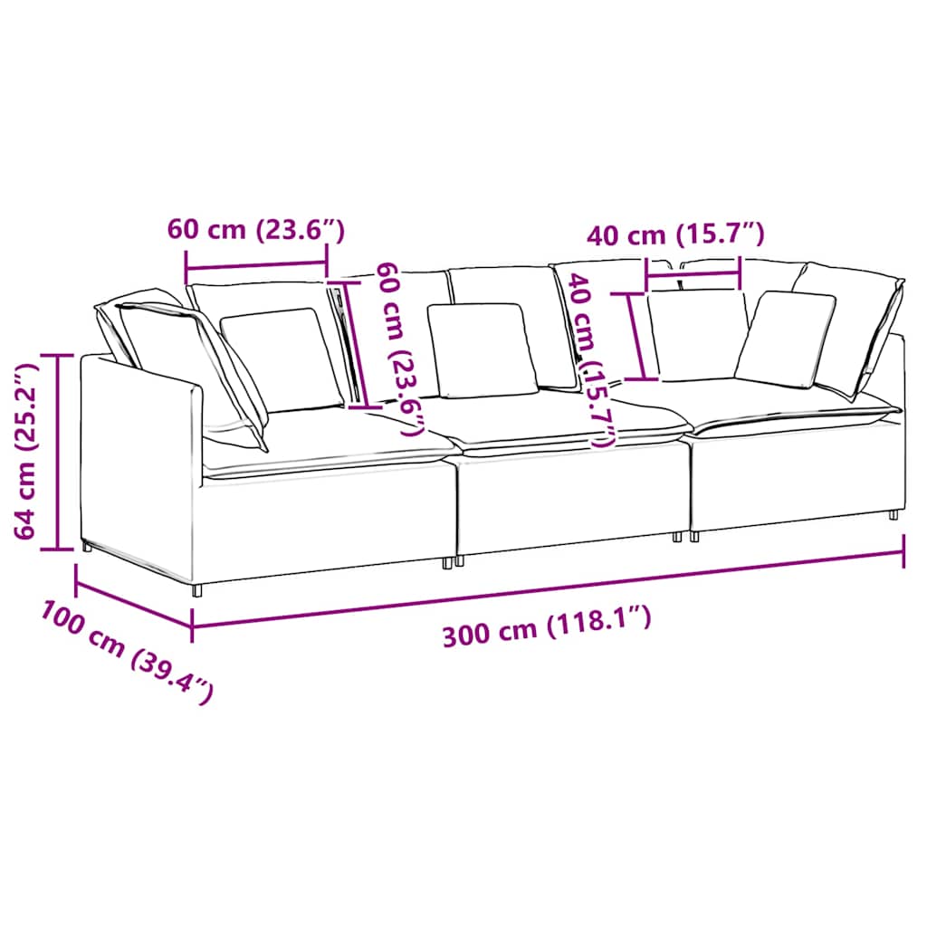 Modulares Sofa mit Kissen Stoff Schwarz