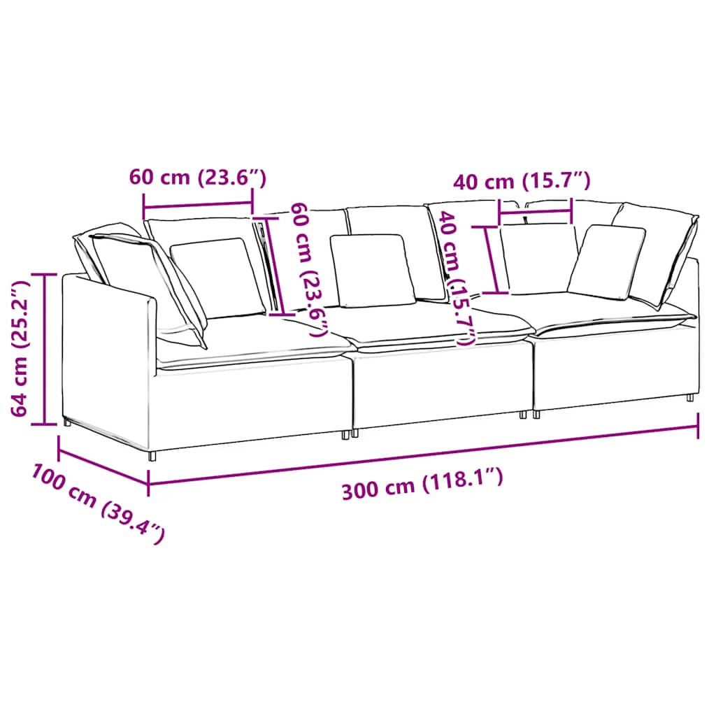 Modulares Sofa mit Kissen Stoff Jeansblau