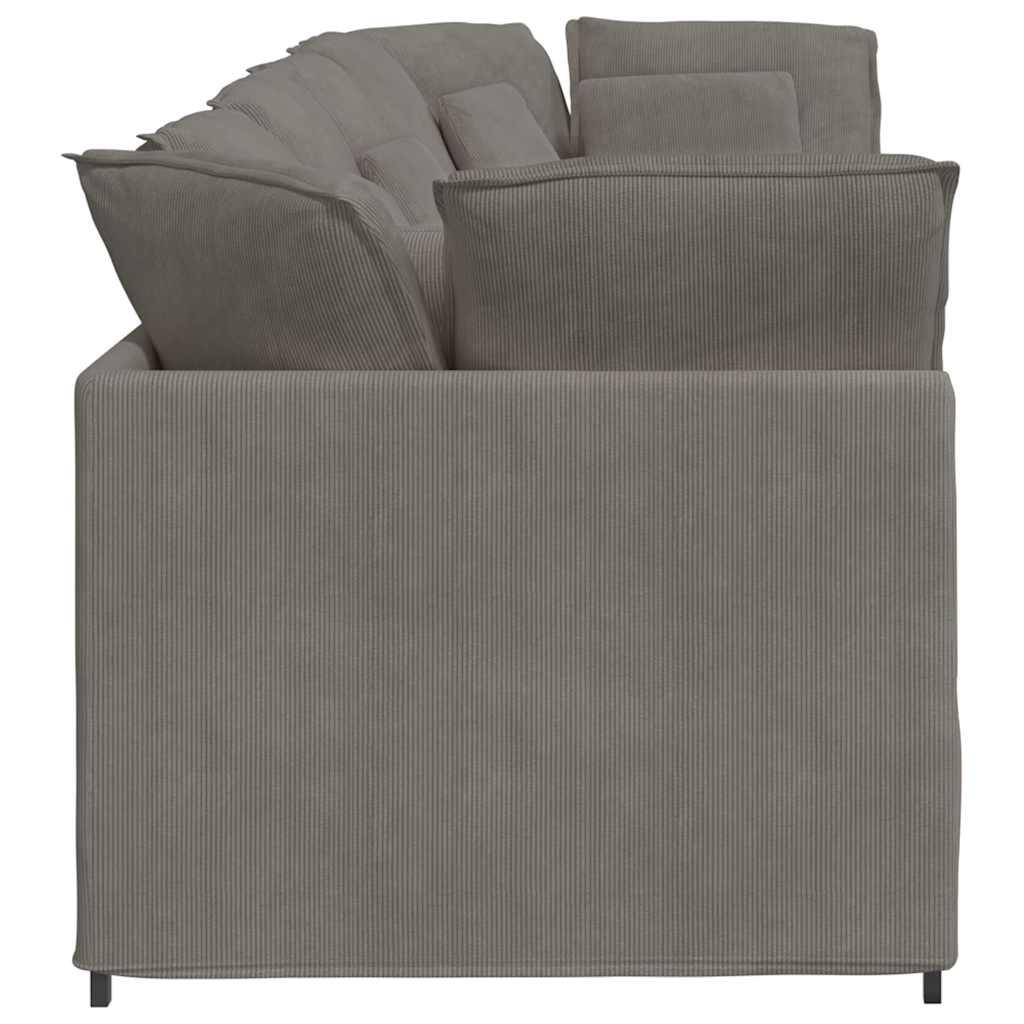 Modulares Sofa mit Kissen Cordstoff Hellgrau