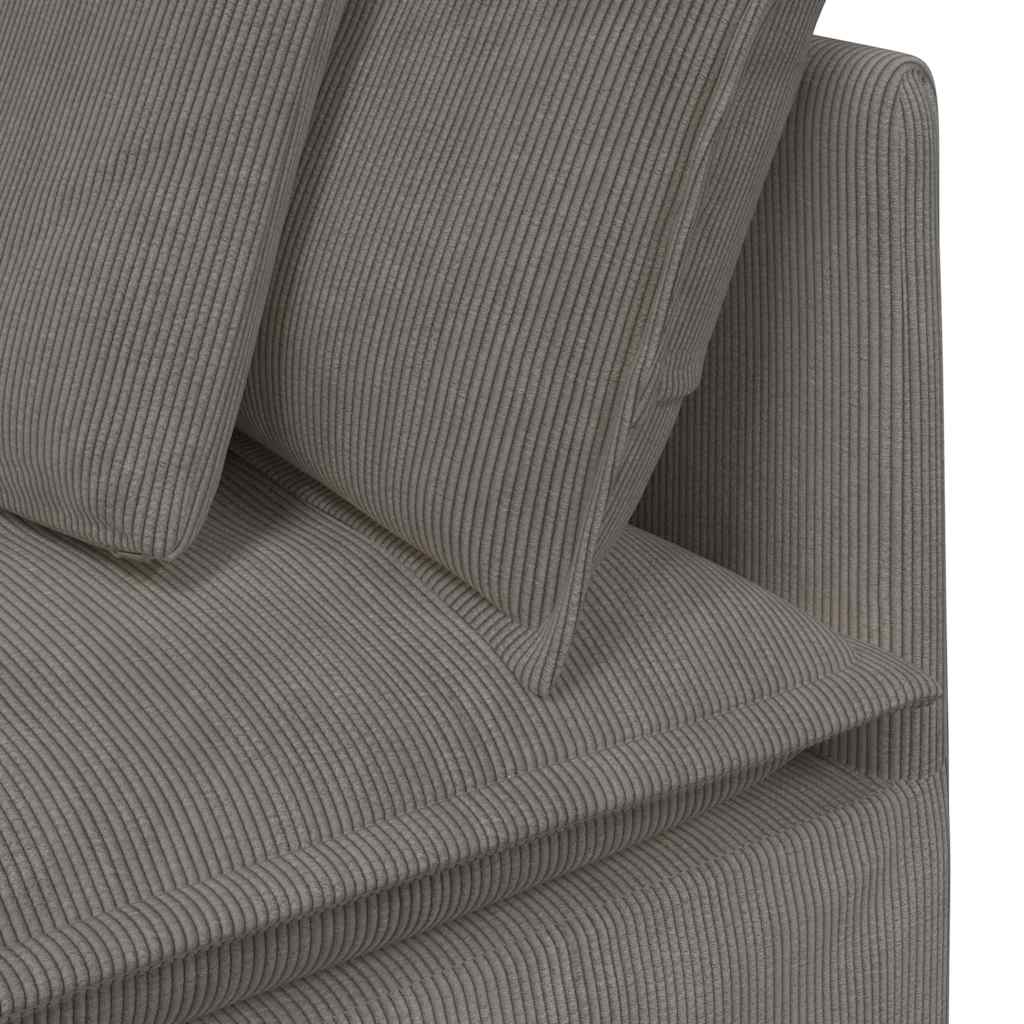Modulares Sofa mit Kissen Cordstoff Hellgrau