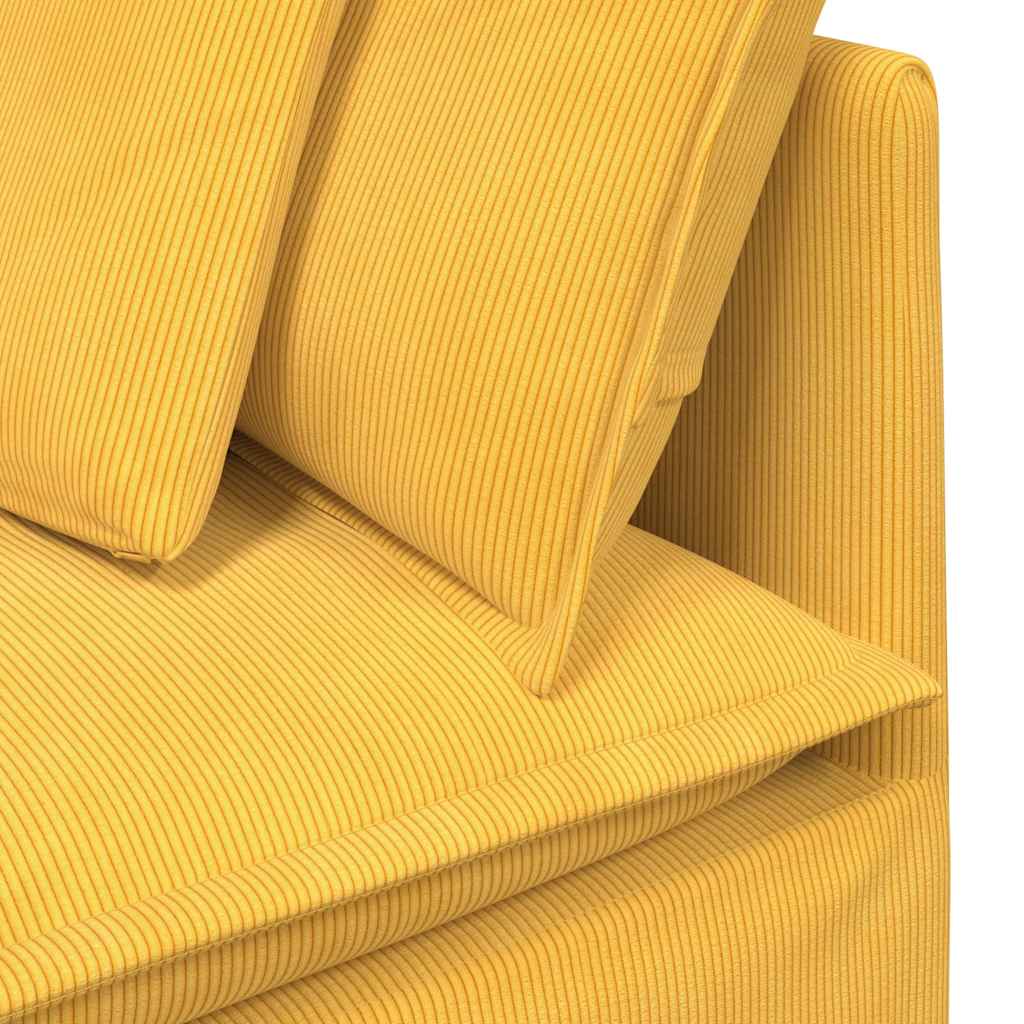 Modulares Sofa mit Kissen Cordstoff Hellgelb