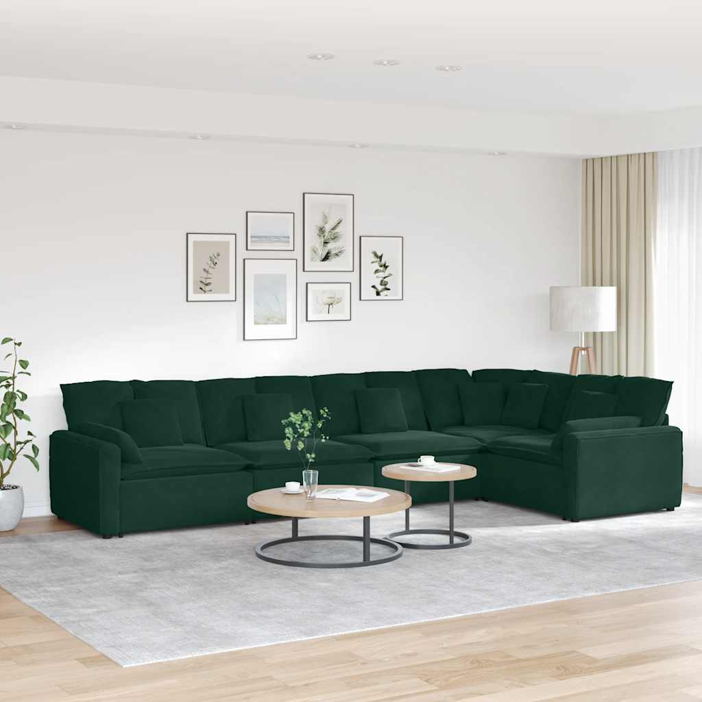Modulares Sofa mit Kissen Samt Dunkelgrün