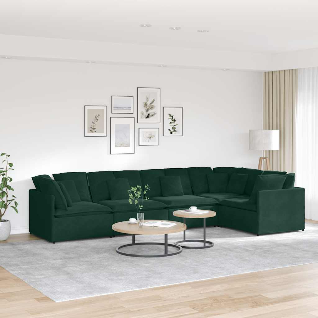Modulares Sofa mit Kissen Samt Dunkelgrün