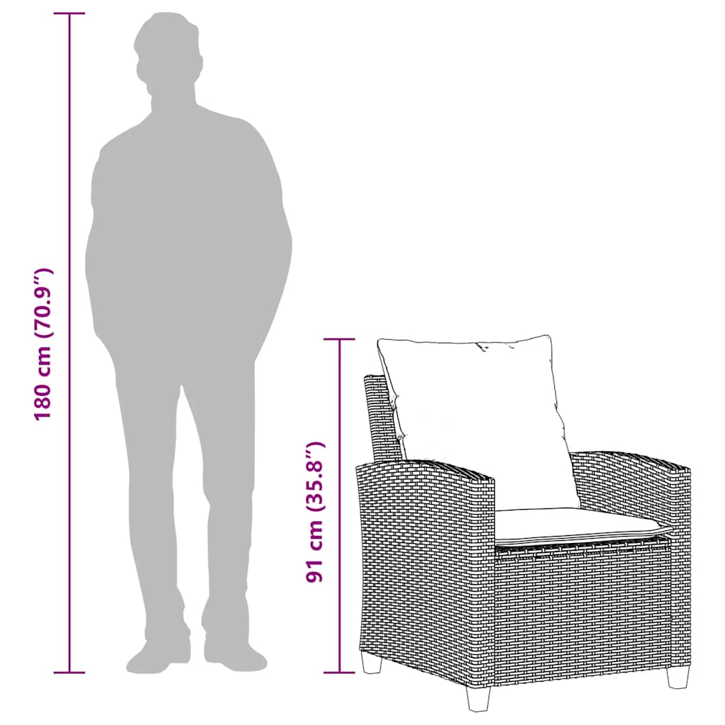 4-tlg. Garten-Sofagarnitur mit Kissen Braun Poly Rattan