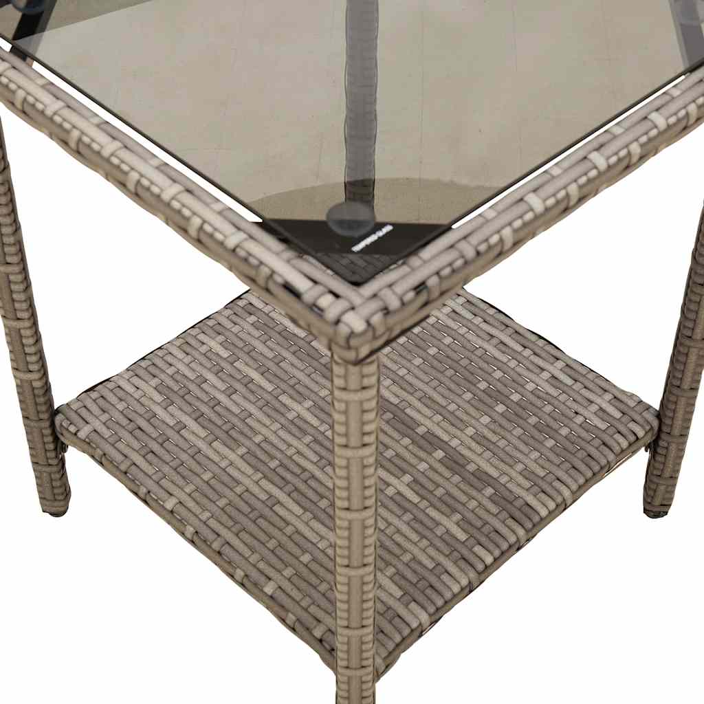 Gartensofa in L-Form mit Tisch und Kissen Grau Poly Rattan
