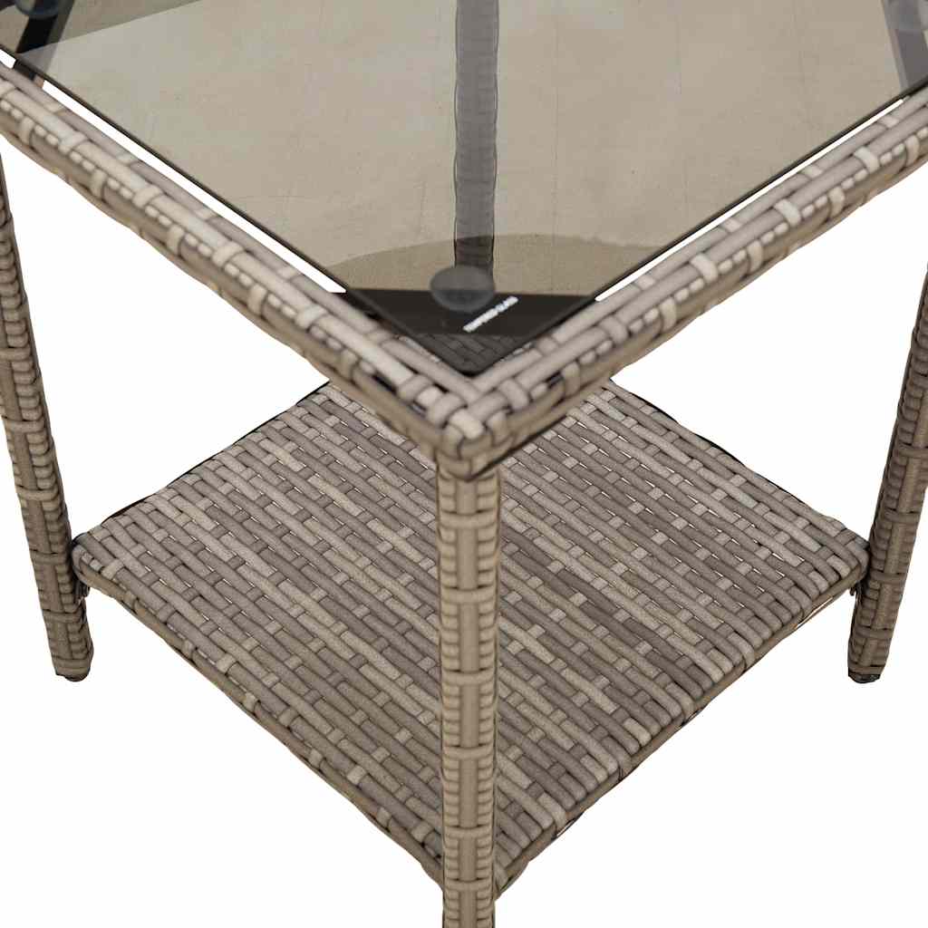 Gartensofa in L-Form mit Tisch und Kissen Grau Poly Rattan