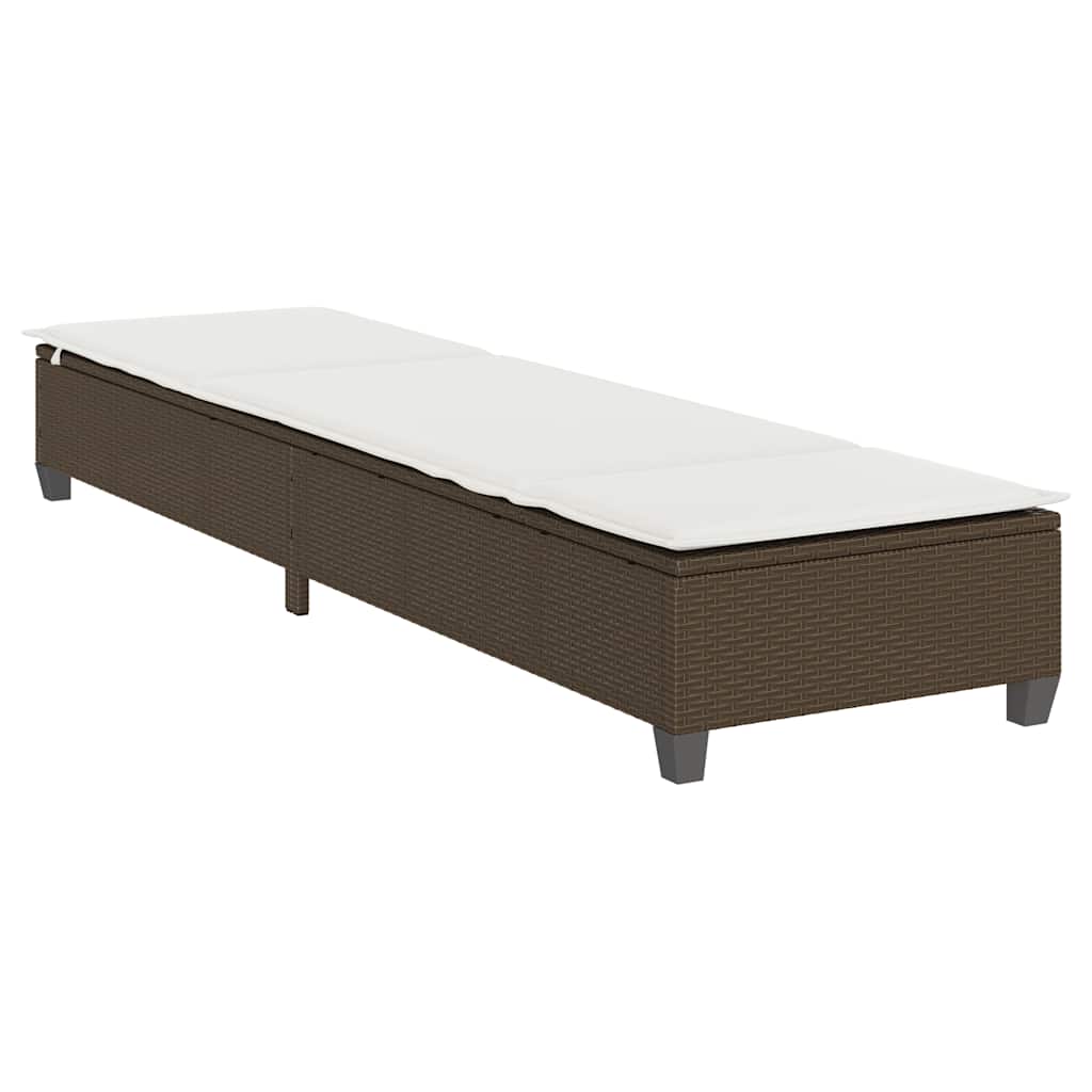 Sonnenliege mit Auflagen Braun 55x200x25,5cm Poly Rattan