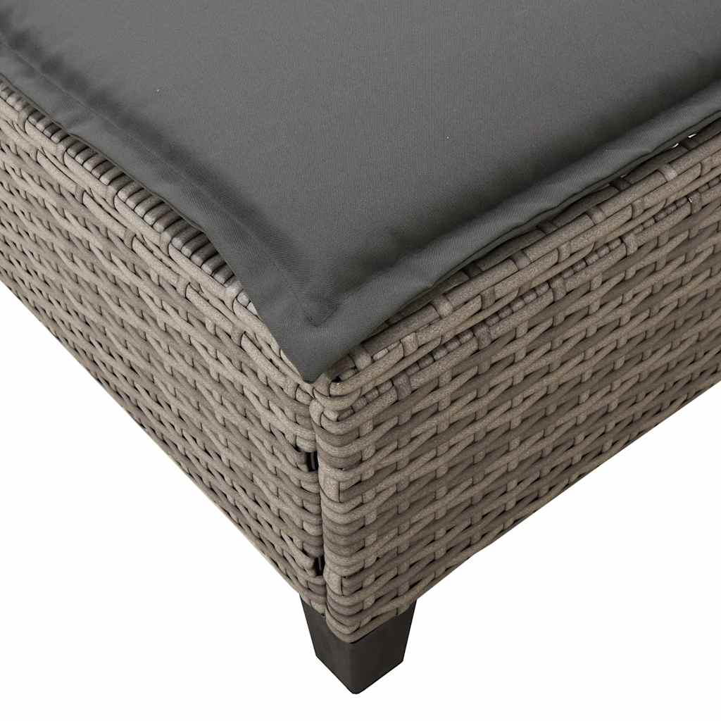 Sonnenliege mit Auflagen Grau 55x200x25,5cm Poly Rattan