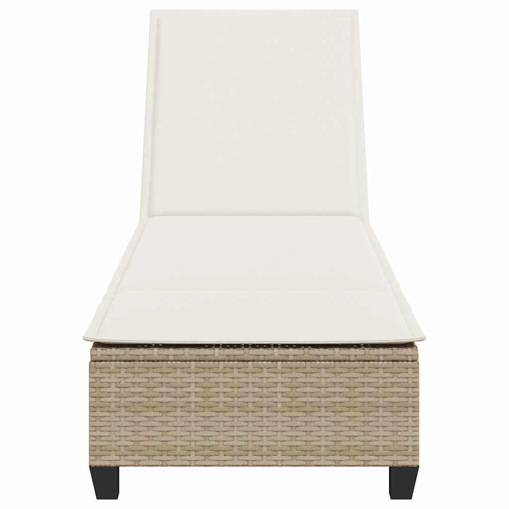 Sonnenliege mit Auflagen Beige 55x200x25,5cm Poly Rattan