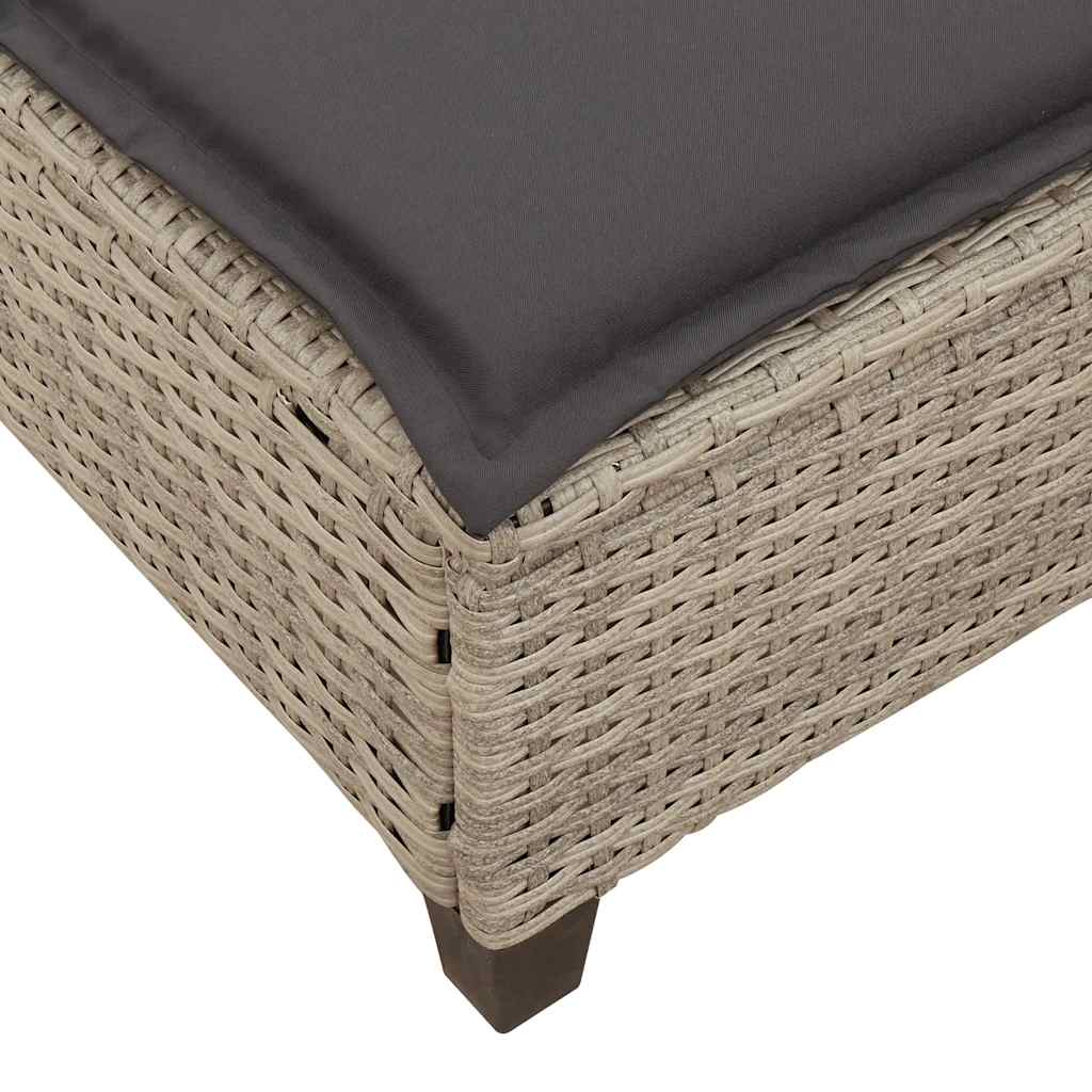 Sonnenliege mit Auflagen Hellgrau 55x200x25,5cm Poly Rattan