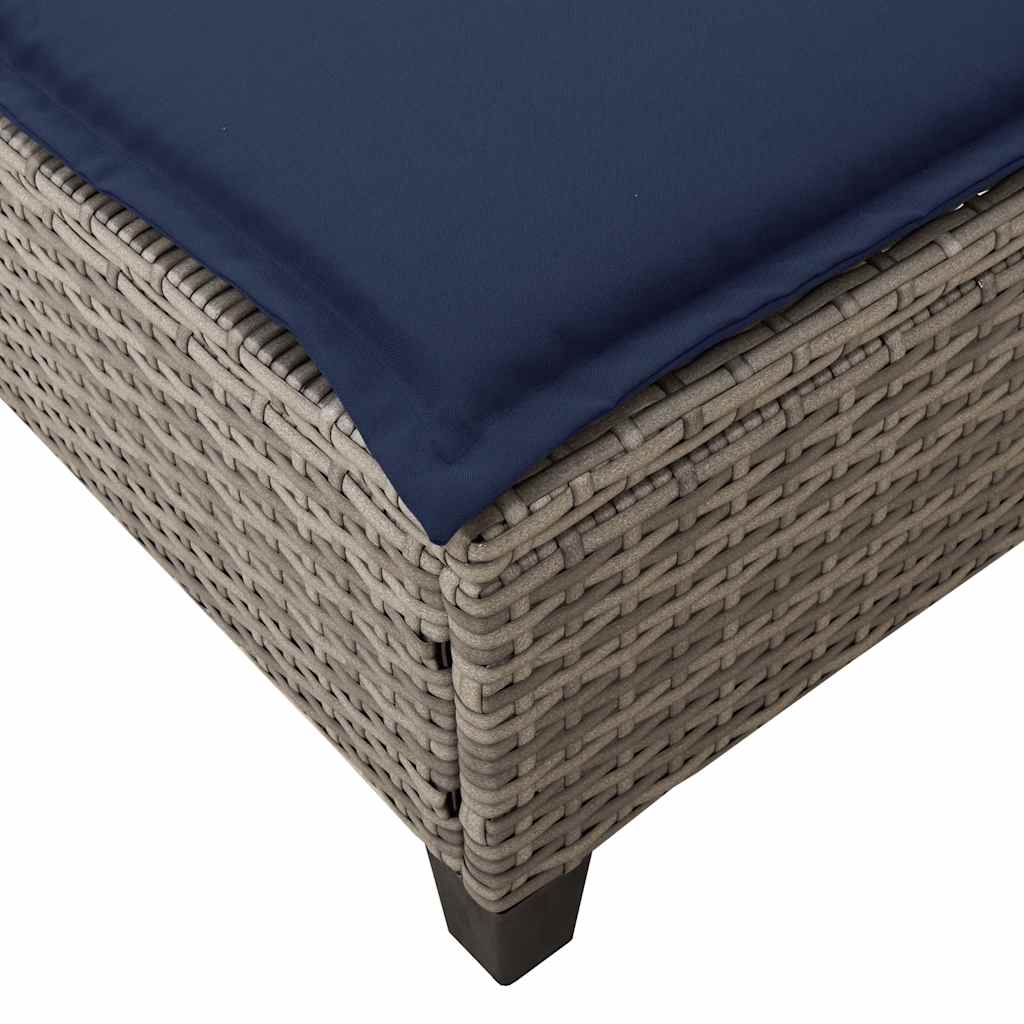 Sonnenliege mit Auflagen Grau 55x200x25,5cm Poly Rattan
