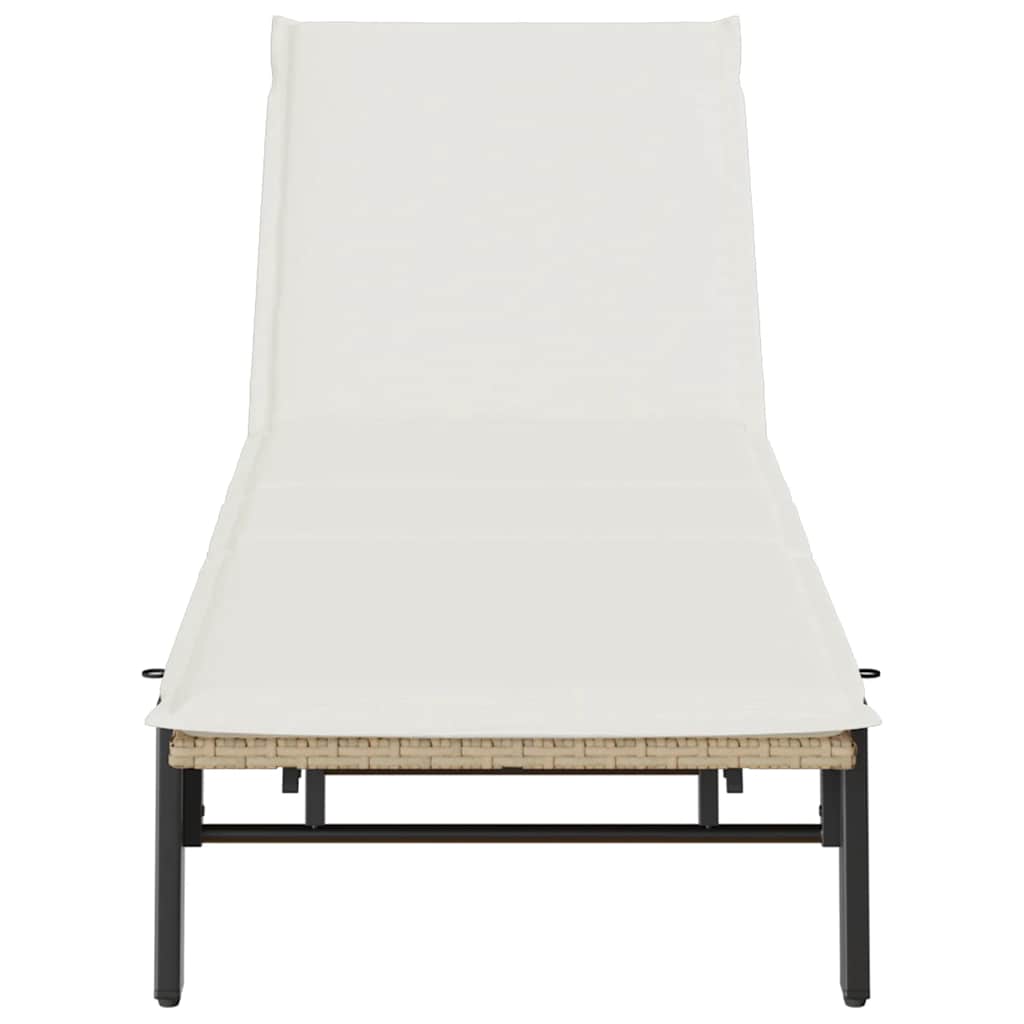 Sonnenliege mit Auflage Beige Poly Rattan
