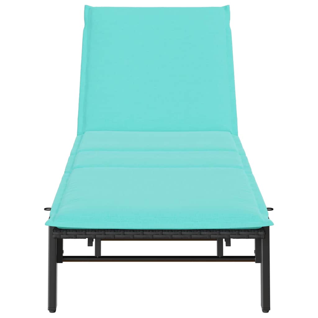 Sonnenliege mit Auflage Schwarz Poly-Rattan