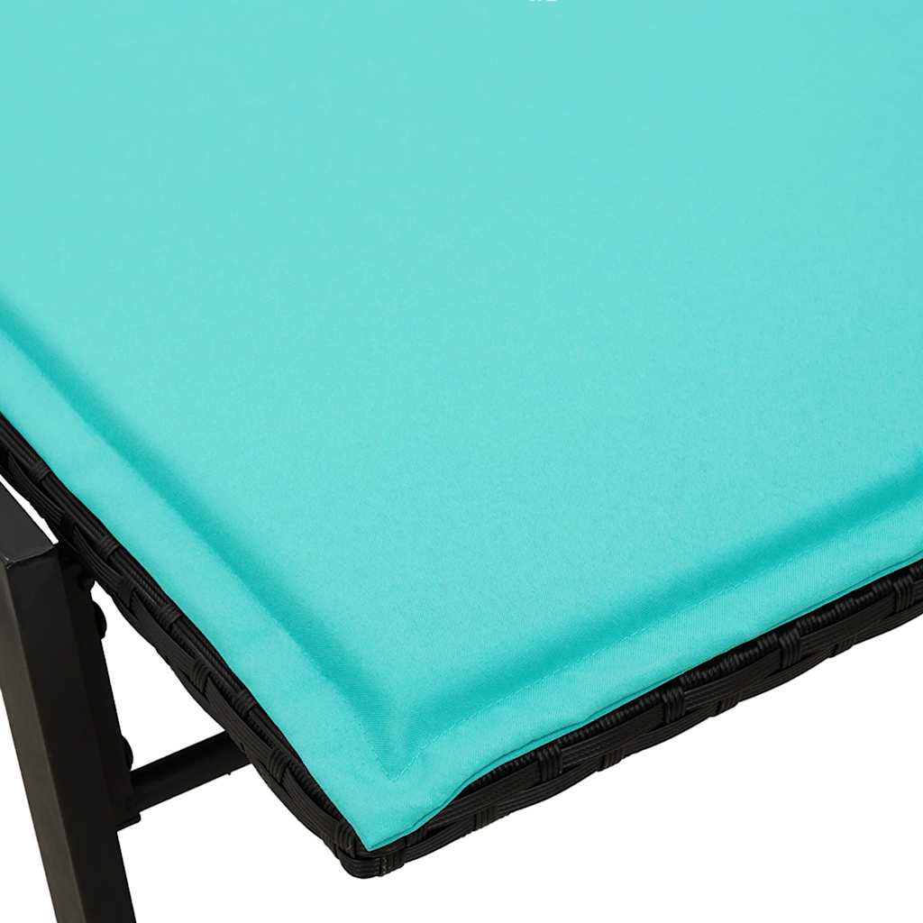 Sonnenliege mit Auflage Schwarz Poly-Rattan