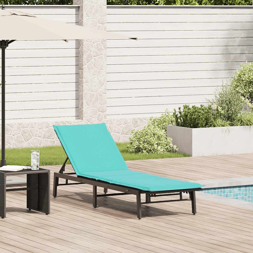 Sonnenliege mit Auflage Schwarz Poly-Rattan