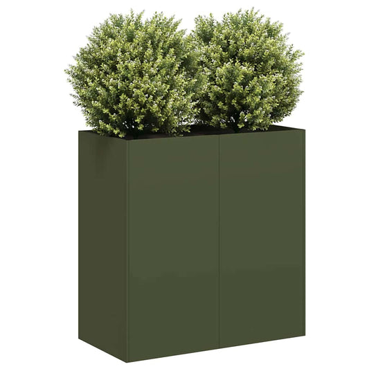 Pflanzkübel Olivgrün 80x40x80 cm Kaltgewalzter Stahl