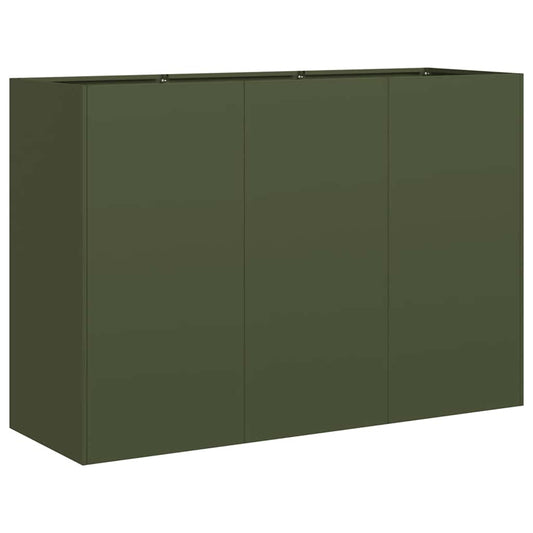 Pflanzkübel Olivgrün 120x40x80 cm Kaltgewalzter Stahl