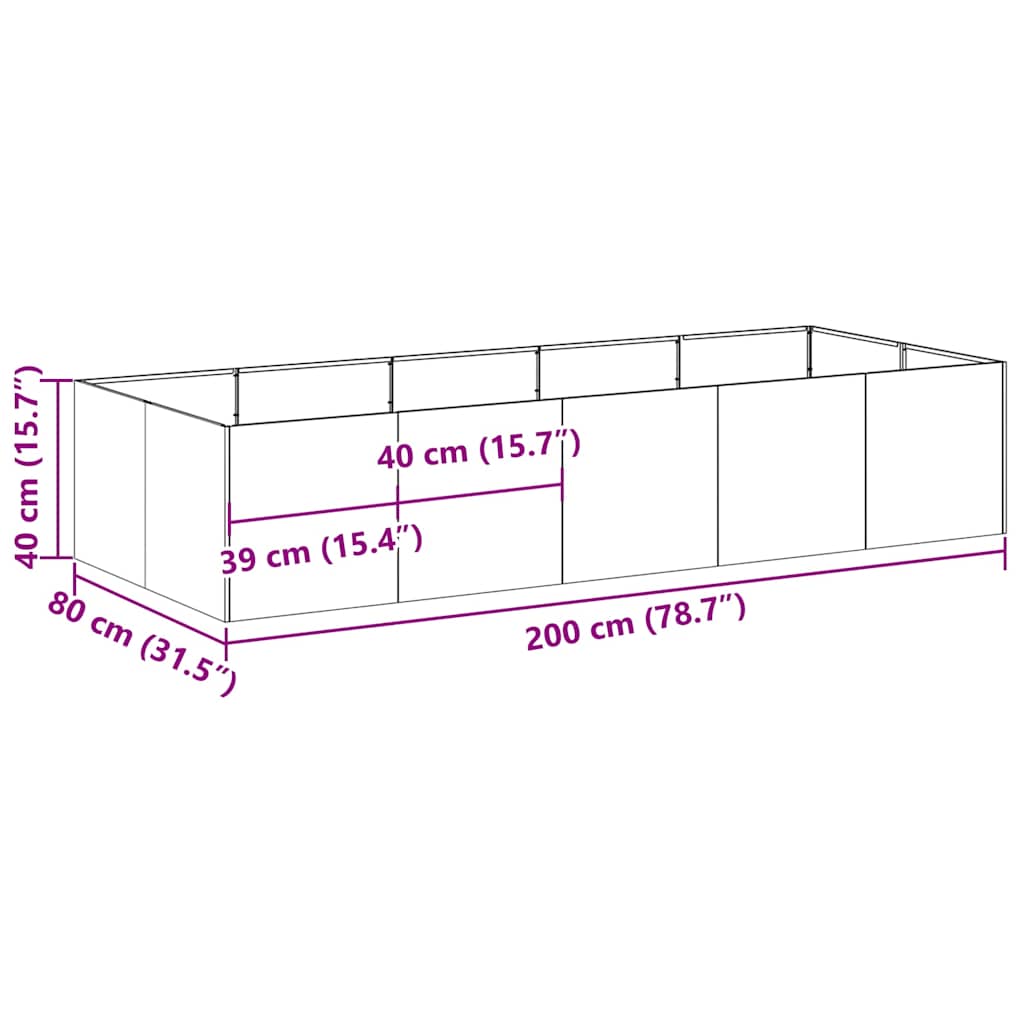 Pflanzkübel 200x80x40 cm Edelstahl