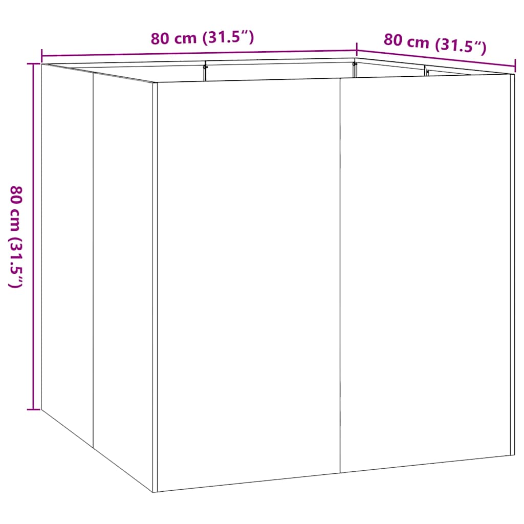 Pflanzkübel Schwarz 80x80x80 cm Stahl