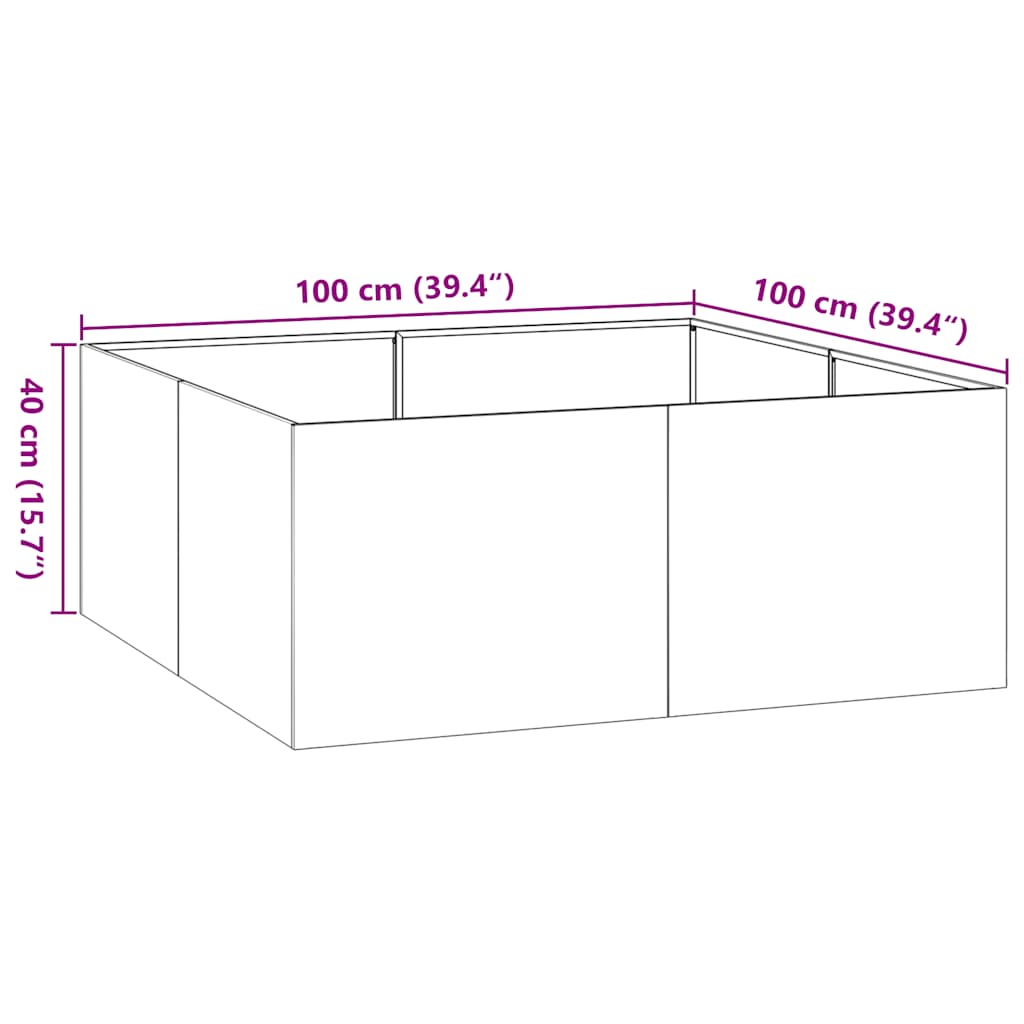 Pflanzgefäß Weiß 100x100x40 cm Stahl
