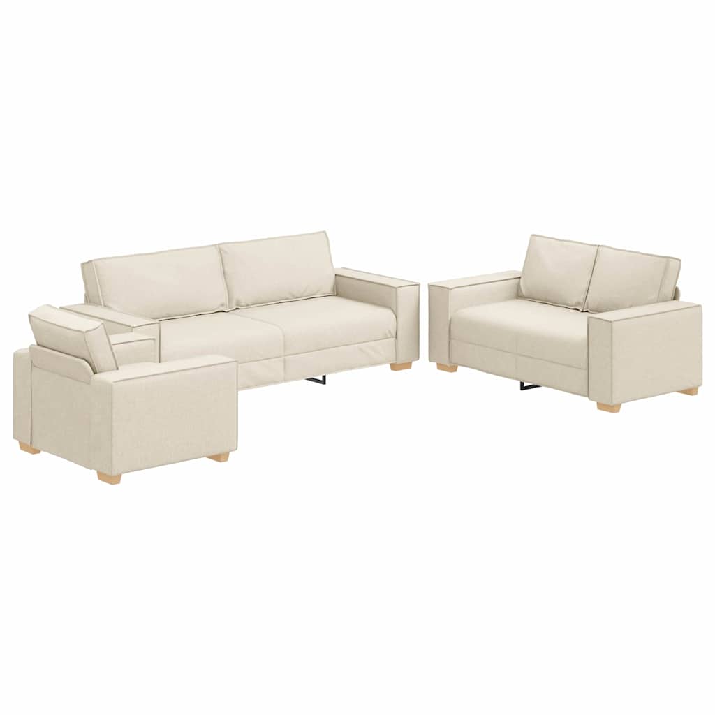 Sofa Set 3 pcs Beige 220 x 80 x 84 cm Leinenmischgewebe