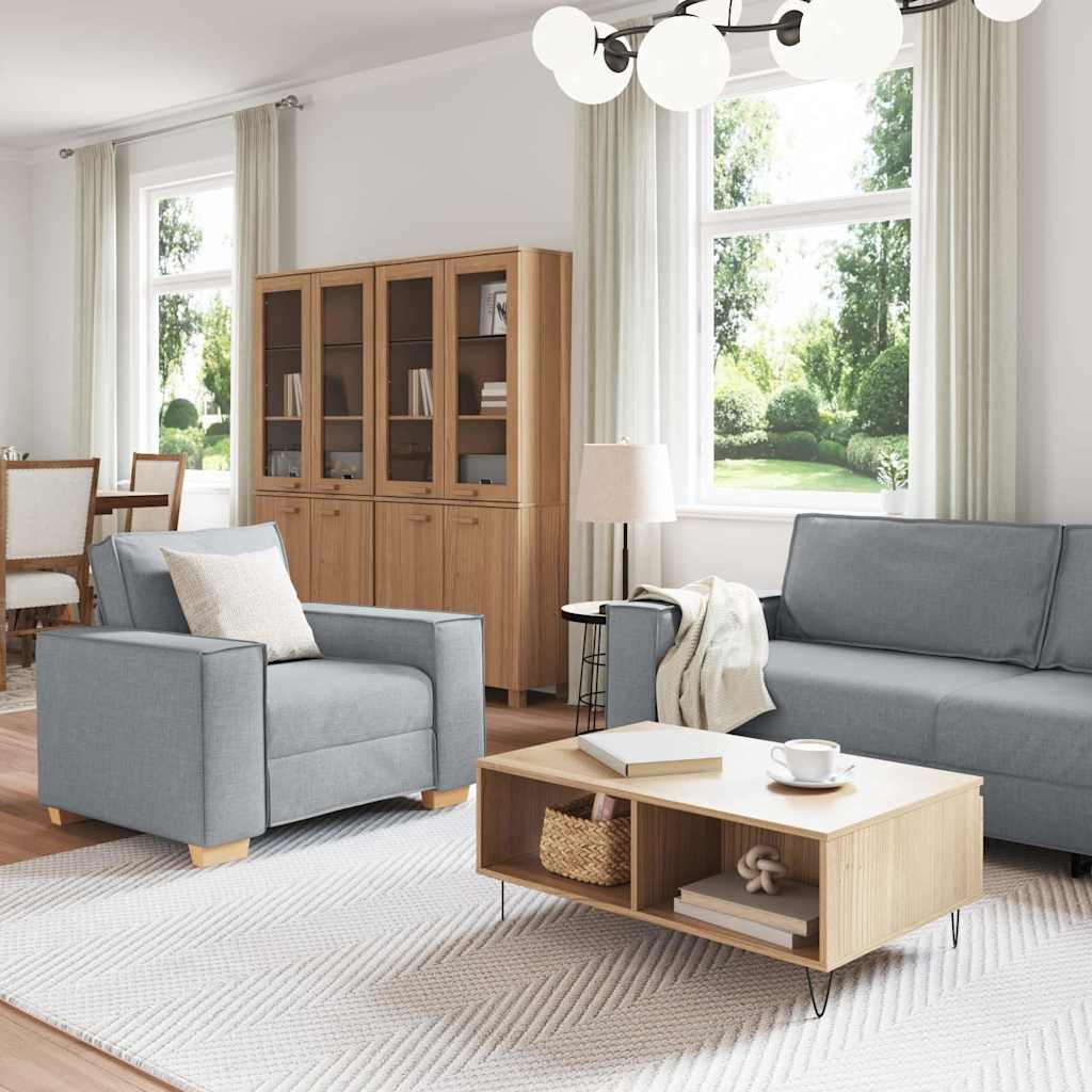 Sofa 3 pcs Hellgrau 220 x 80 x 84 cm Leinenmischgewebe