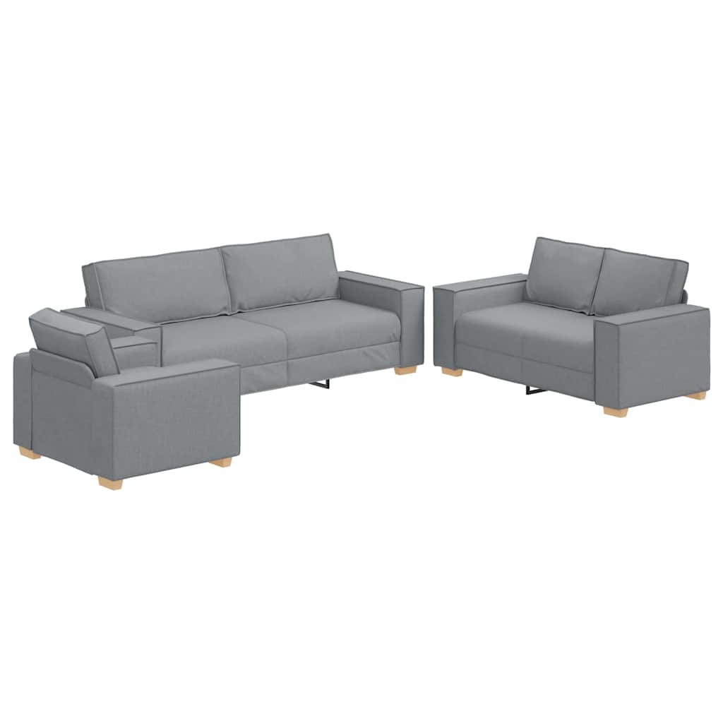 Sofa 3 pcs Hellgrau 220 x 80 x 84 cm Leinenmischgewebe