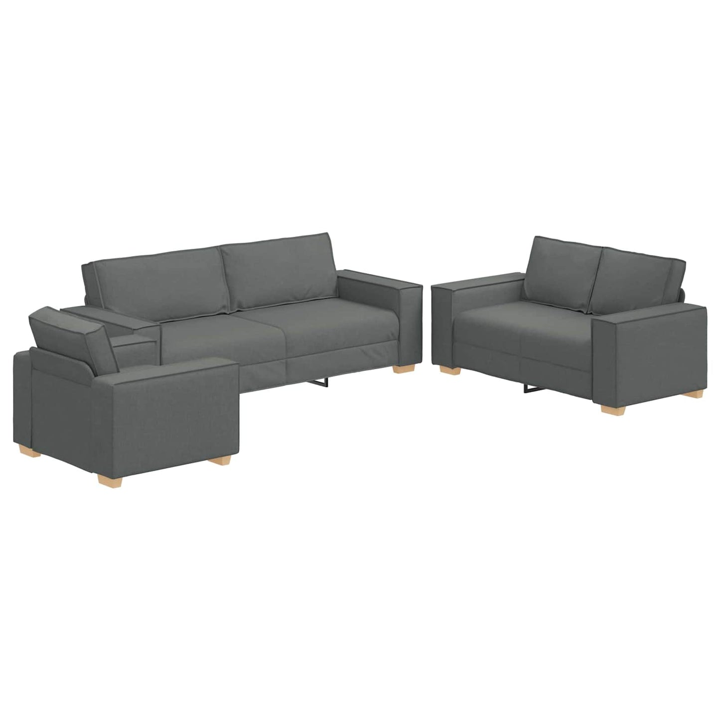 Sofa 3 pcs Dunkelgrau 220 x 80 x 84 cm Leinenmischgewebe