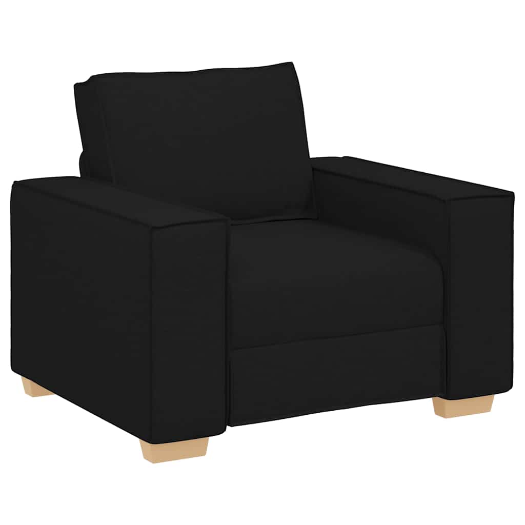 Sofa 3 pcs Schwarz 220 x 80 x 84 cm Leinenmischgewebe