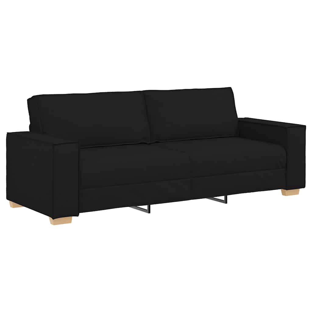 Sofa 3 pcs Schwarz 220 x 80 x 84 cm Leinenmischgewebe
