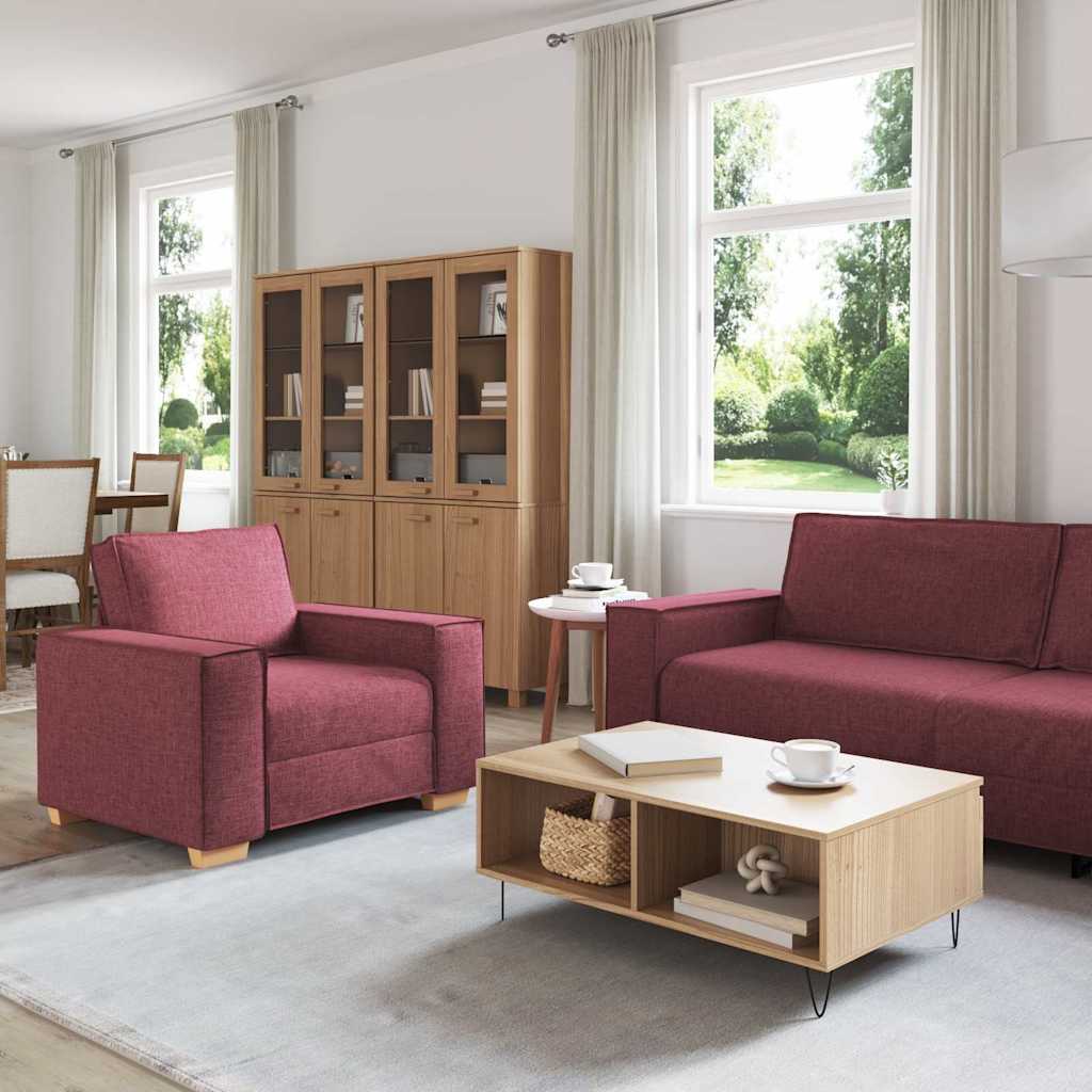Sofa 3 pcs Weinrot 220 x 80 x 84 cm Leinenmischgewebe