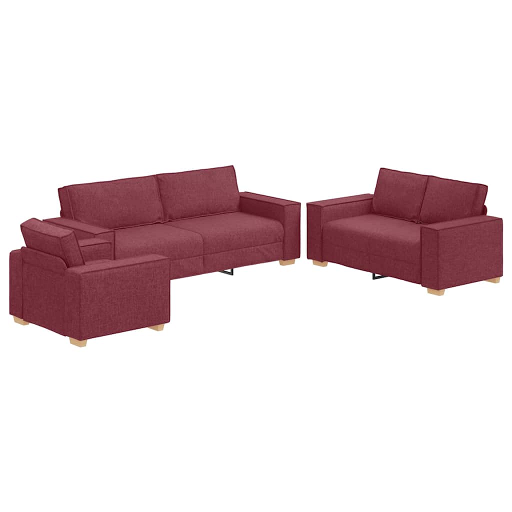 Sofa 3 pcs Weinrot 220 x 80 x 84 cm Leinenmischgewebe