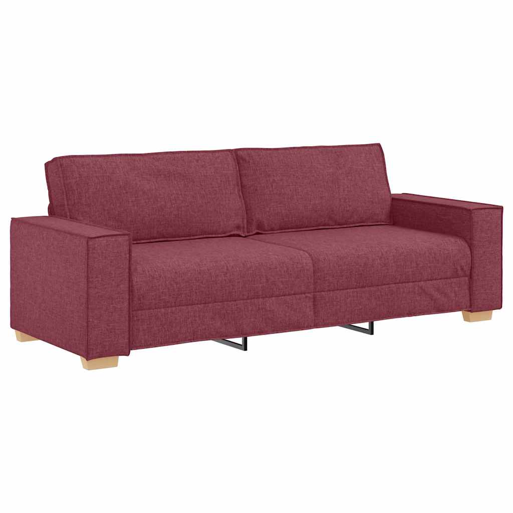 Sofa 3 pcs Weinrot 220 x 80 x 84 cm Leinenmischgewebe