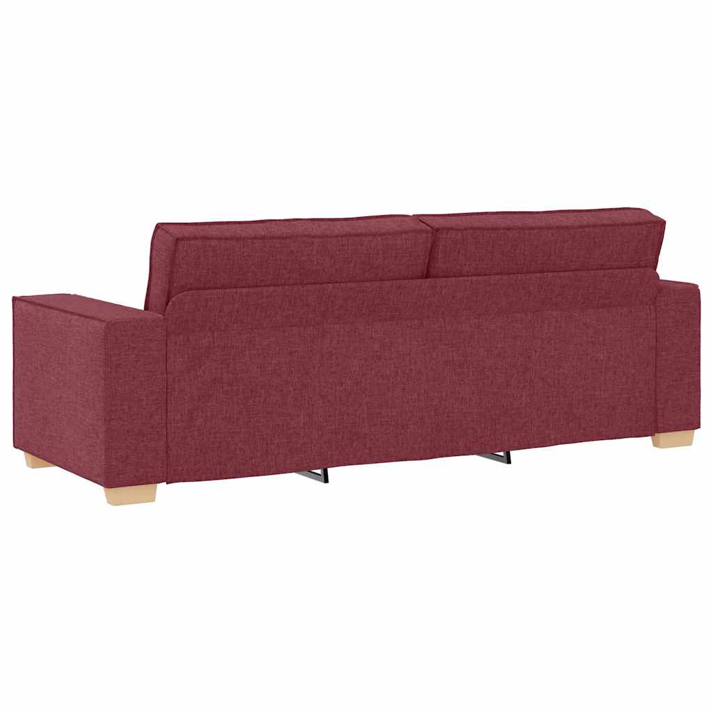 Sofa 3 pcs Weinrot 220 x 80 x 84 cm Leinenmischgewebe