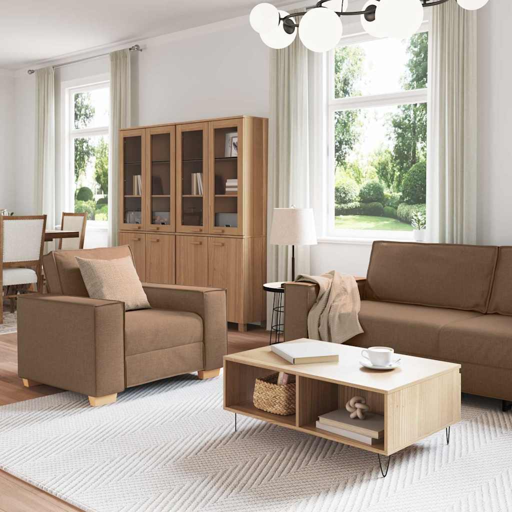Sofa 3 pcs Braun 220 x 80 x 84 cm Leinenmischgewebe
