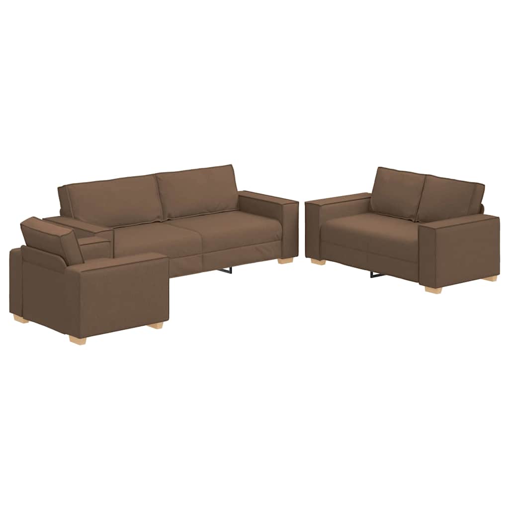Sofa 3 pcs Braun 220 x 80 x 84 cm Leinenmischgewebe