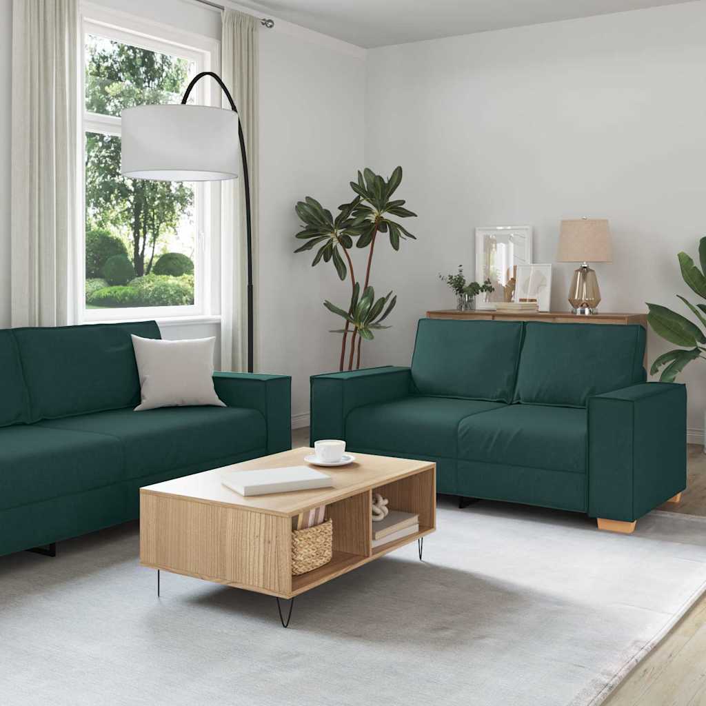 Sofa 3 pcs Dunkelgrün 220 x 80 x 84 cm Leinenmischgewebe