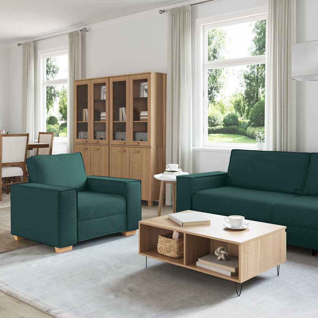 Sofa 3 pcs Dunkelgrün 220 x 80 x 84 cm Leinenmischgewebe