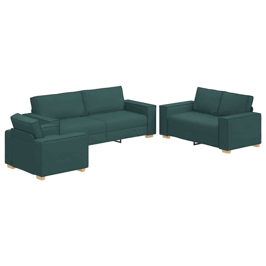 Sofa 3 pcs Dunkelgrün 220 x 80 x 84 cm Leinenmischgewebe